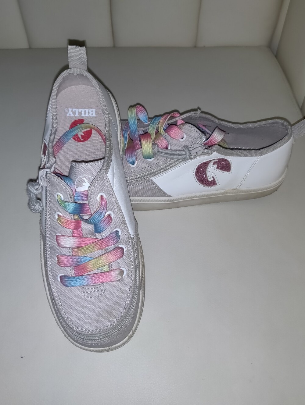 Billy Shoes White Sneakers with Rainbow Laces Youth 4